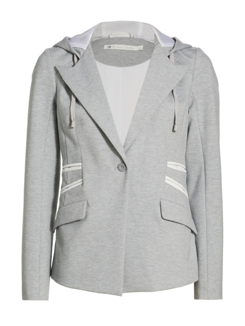 blanc noir Light Gray Hooded Blazer